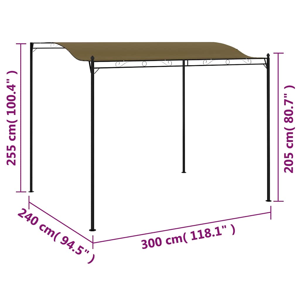 3x2.4 m taupe parasol awning 180 g/m²