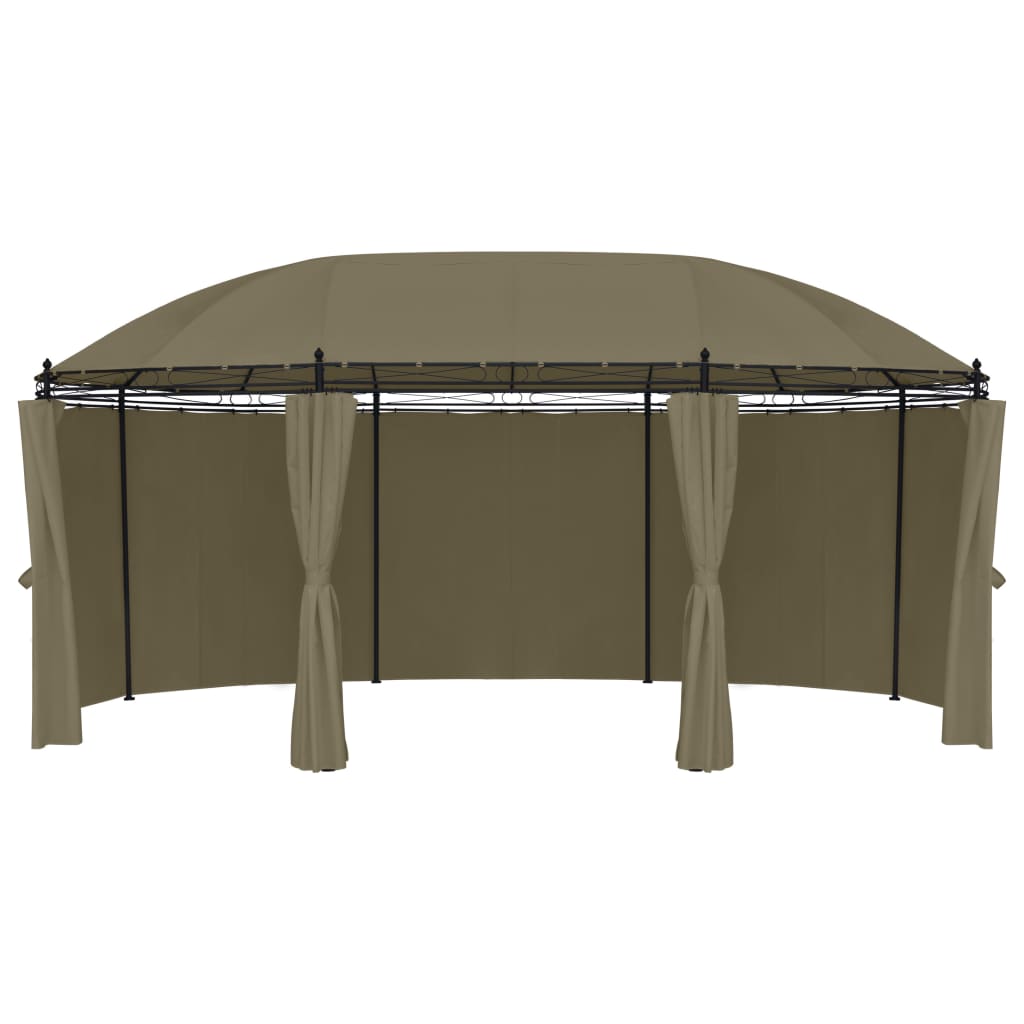 Belvedere with curtains 520x349x255 cm taupe 180 g/m²