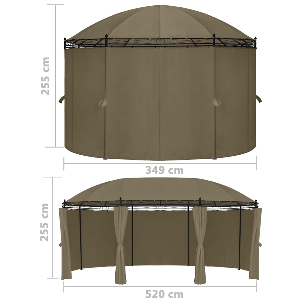 Belvedere with curtains 520x349x255 cm taupe 180 g/m²