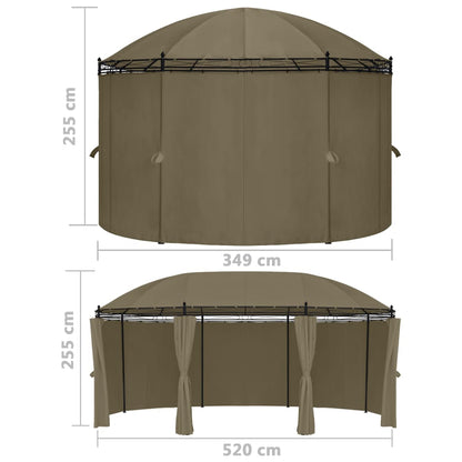 Belvedere with curtains 520x349x255 cm taupe 180 g/m²
