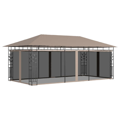 Pergola with mosquito net 6x3x2.73 m taupe 180 g/m²
