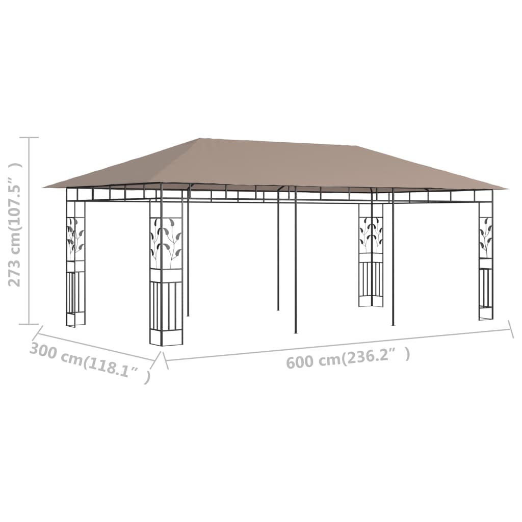 Pergola with mosquito net 6x3x2.73 m taupe 180 g/m²
