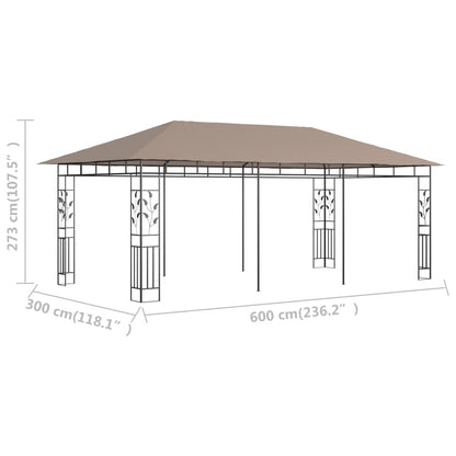 Pergola with mosquito net 6x3x2.73 m taupe 180 g/m²