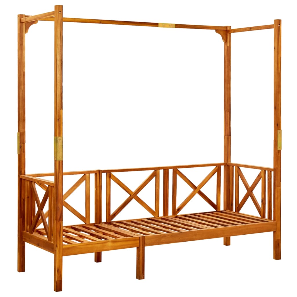 Banco de jardín con toldo de madera de acacia sólida