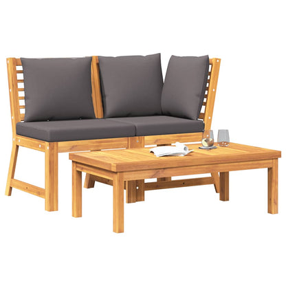 Salon de jardin 3pcs et coussin gris foncé Bois d'acacia solide