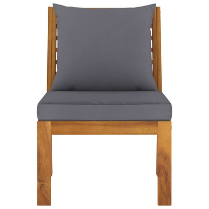 Salon de jardin 3pcs et coussin gris foncé Bois d'acacia solide