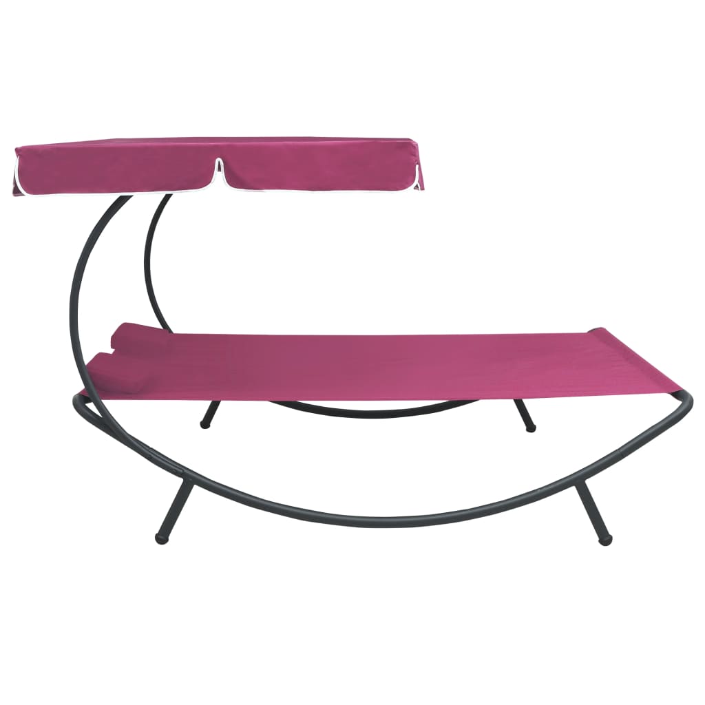 Lit de repos d'extérieur avec auvent et oreillers Rose