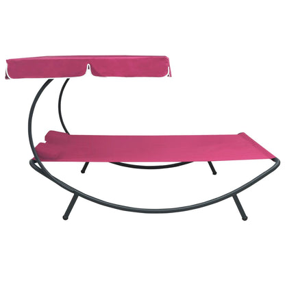 Lit de repos d'extérieur avec auvent et oreillers Rose