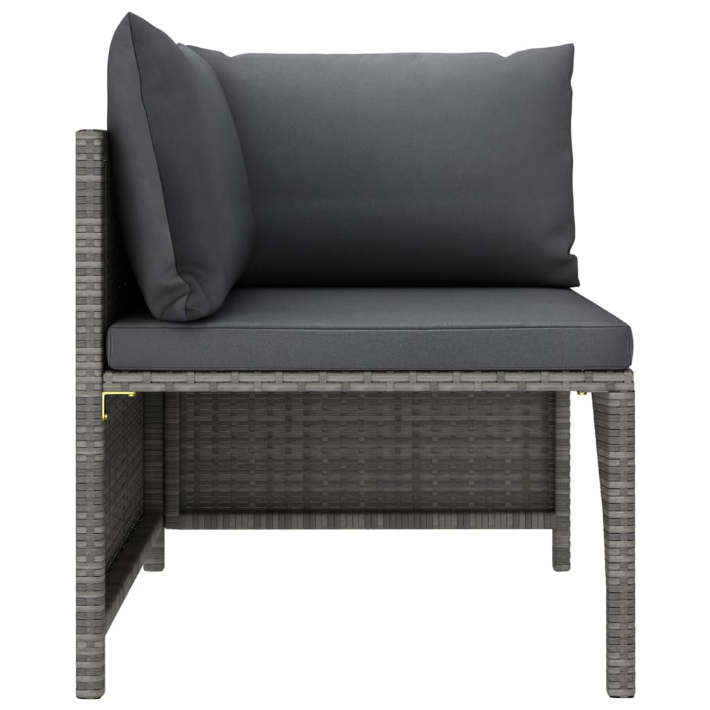 4 pcs garden furniture with gray braided resin cushions