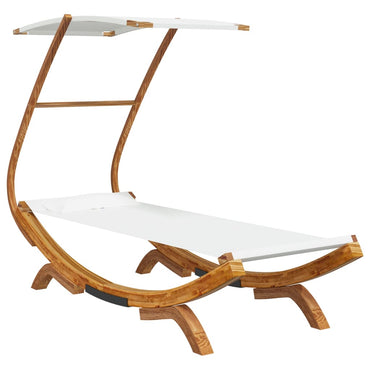 Cama de descanso con toldo 100x190x134 cm crema de madera curva masiva