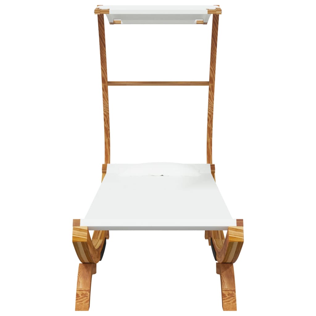 Cama de descanso con toldo 100x190x134 cm crema de madera curva masiva