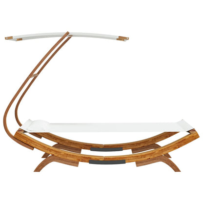 Cama de descanso con toldo 100x190x134 cm crema de madera curva masiva