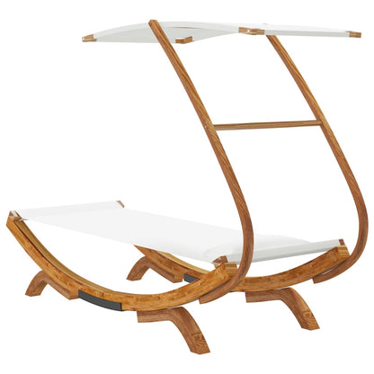 Cama de descanso con toldo 100x190x134 cm crema de madera curva masiva