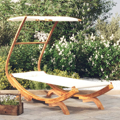 Cama de descanso con toldo 100x190x134 cm crema de madera curva masiva