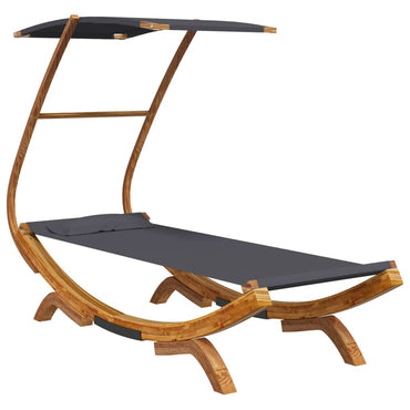Reposo en cama y toldo 100x190x134cm madera curva de antracita masiva
