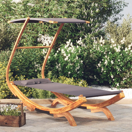 Reposo en cama y toldo 100x190x134cm madera curva de antracita masiva