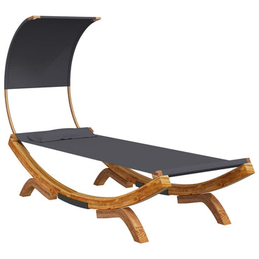 Reposo en cama y toldo 100x200x126 cm de madera de antracita curva