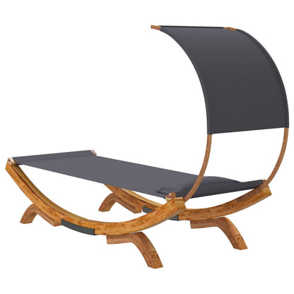 Reposo en cama y toldo 100x200x126 cm de madera de antracita curva