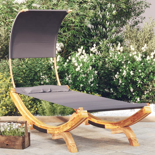 Reposo en cama y toldo 100x200x126 cm de madera de antracita curva