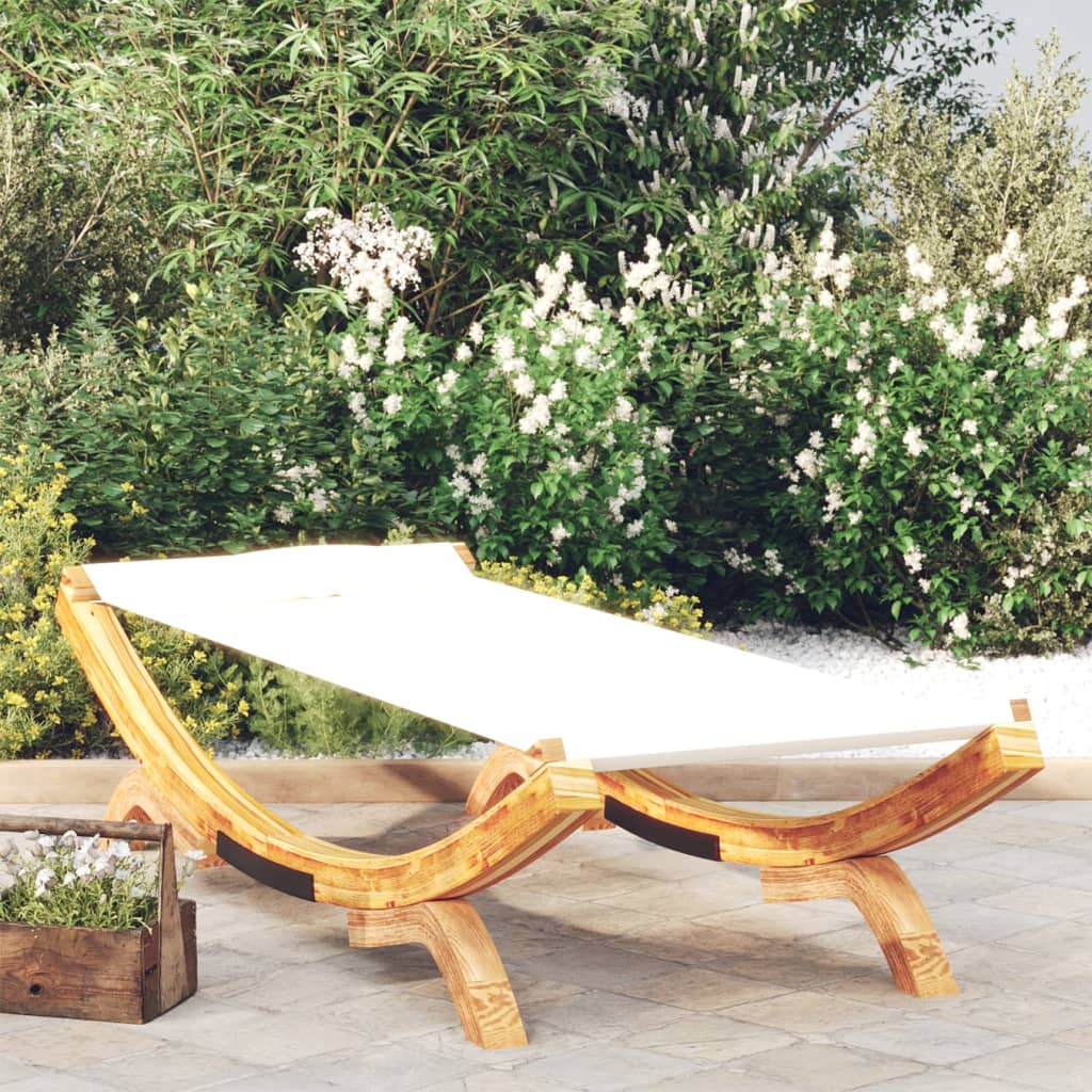 Cama de descanso al aire libre 100x188,5x444 cm crema de madera curva masiva