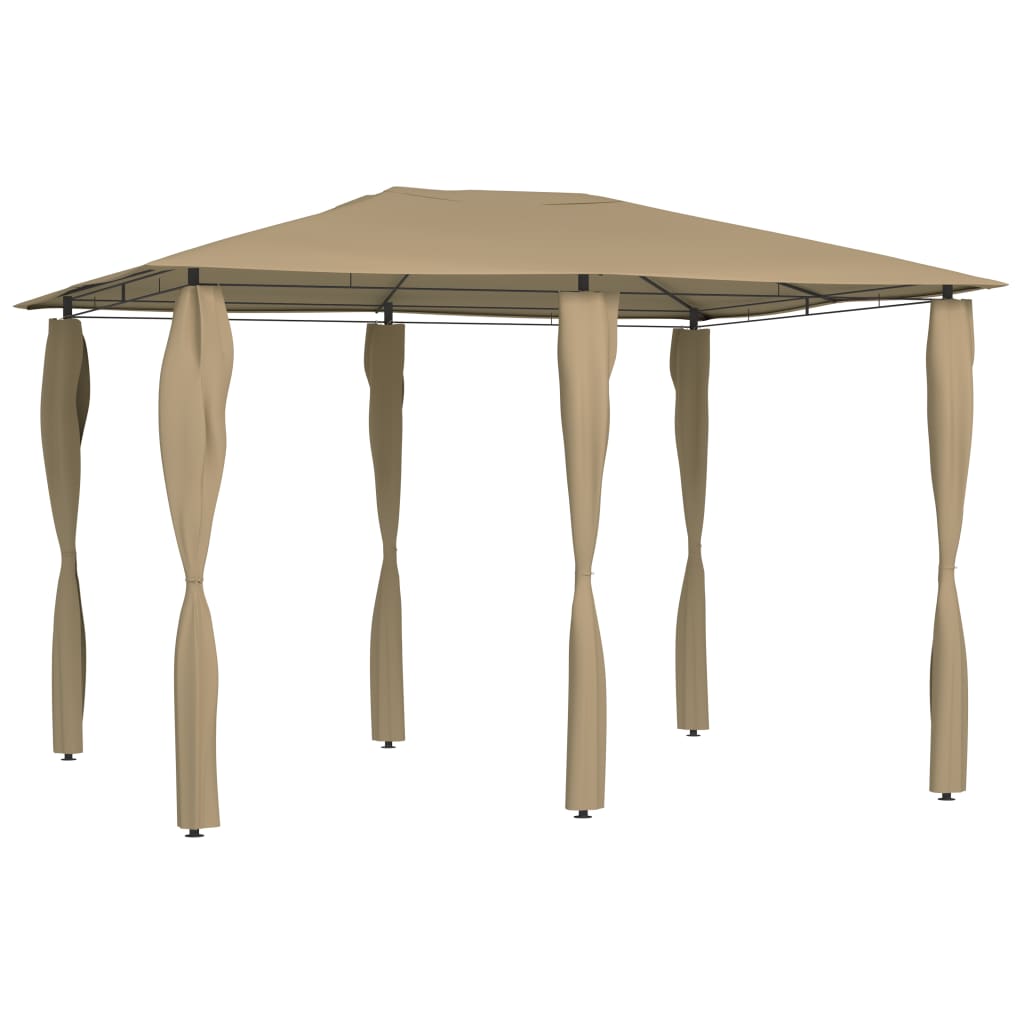 Belvedere with 3x4x2.6 m taupe poles 160 g/m²
