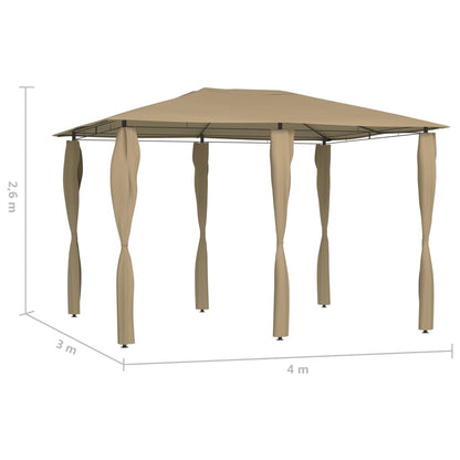 Belvedere with 3x4x2.6 m taupe poles 160 g/m²
