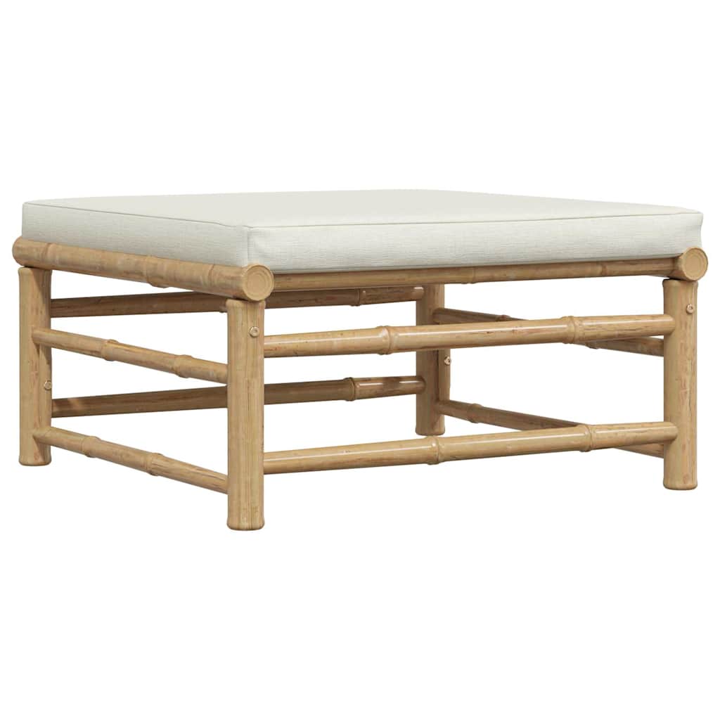 Salon de jardin 3 pcs avec coussins blanc crème Bambou