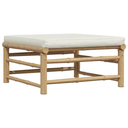 Salon de jardin 3 pcs avec coussins blanc crème Bambou