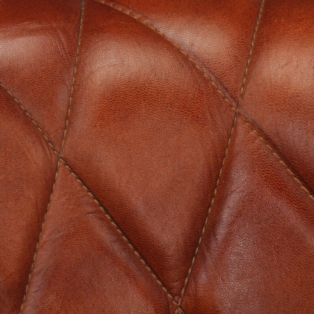 Fauteuil Marron Cuir véritable et bois de manguier massif