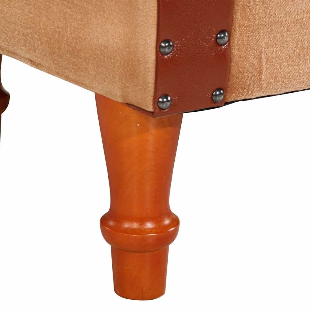 Fauteuil Marron Cuir véritable et bois de manguier massif