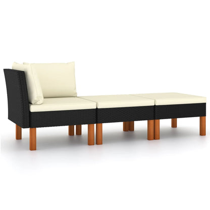 Garden furniture 3pcs braided resin and solid eucalyptus wood