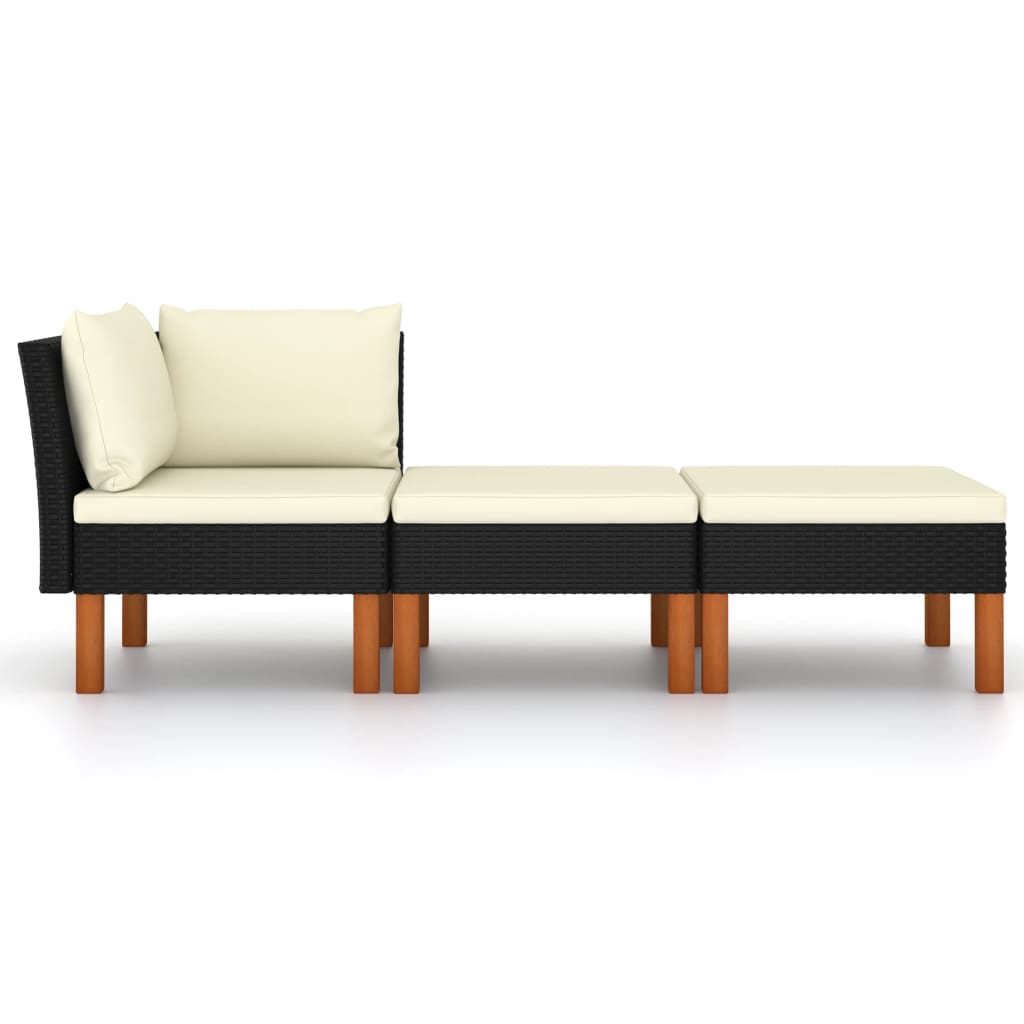 Garden furniture 3pcs braided resin and solid eucalyptus wood