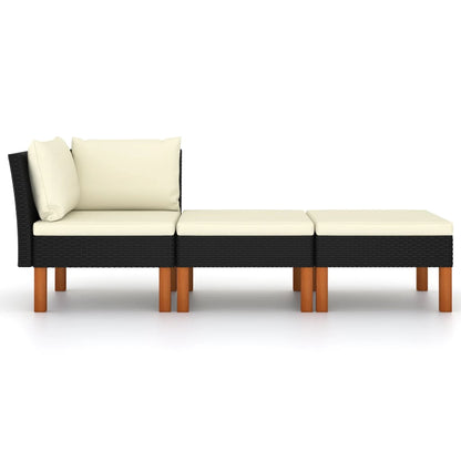 Garden furniture 3pcs braided resin and solid eucalyptus wood