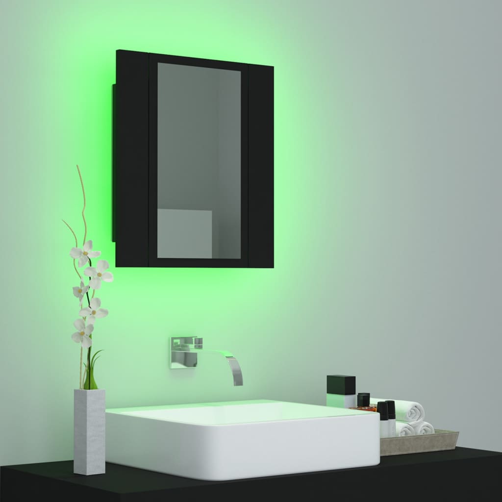 Black led bathroom mirror cabinet 40x12x45 acrylic