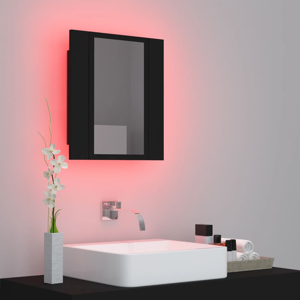 Black led bathroom mirror cabinet 40x12x45 acrylic
