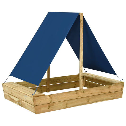 Sandbox con tetto 160x100x133 cm in legno di pino impregnato