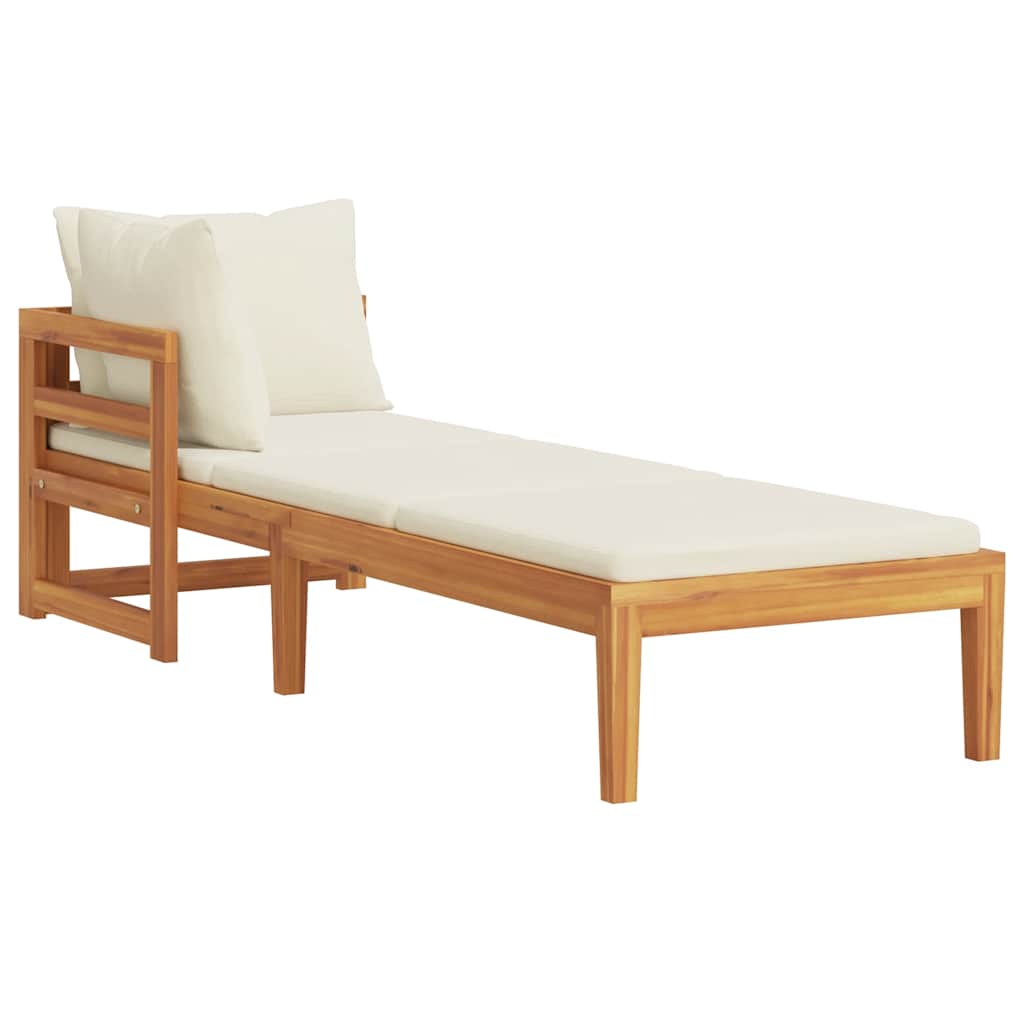 Sedia lunga con 1 bracciolo bianco transat acacia crema