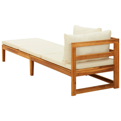 Sedia lunga con 1 bracciolo bianco transat acacia crema