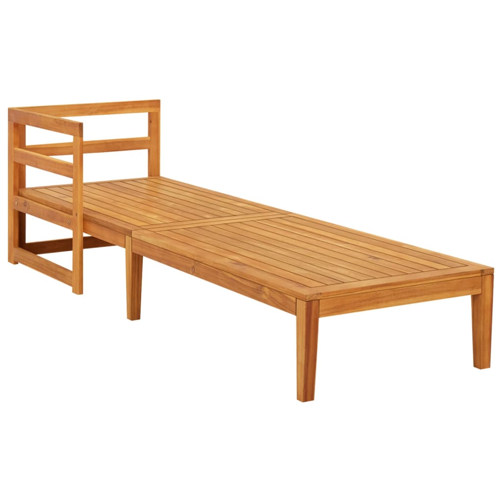 Sedia lunga con 1 bracciolo bianco transat acacia crema