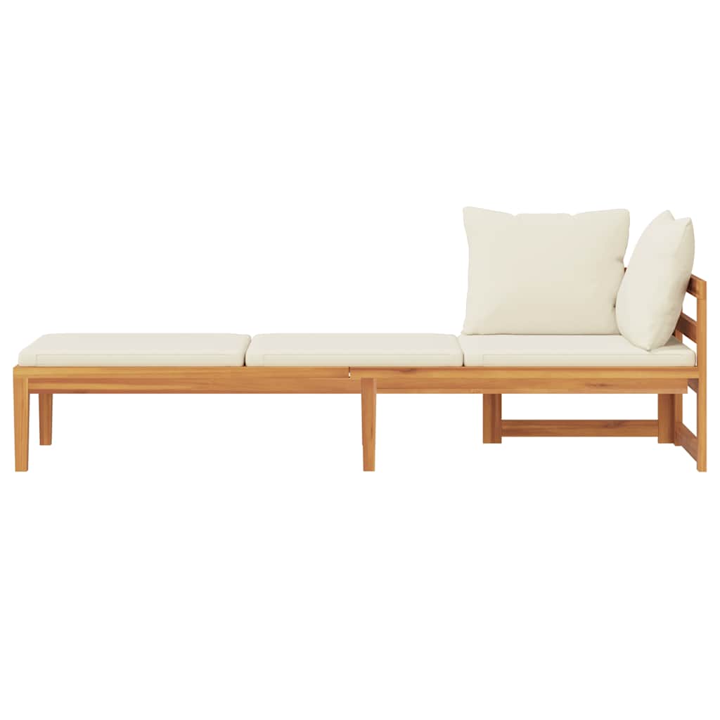 Sedia lunga con 1 bracciolo bianco transat acacia crema