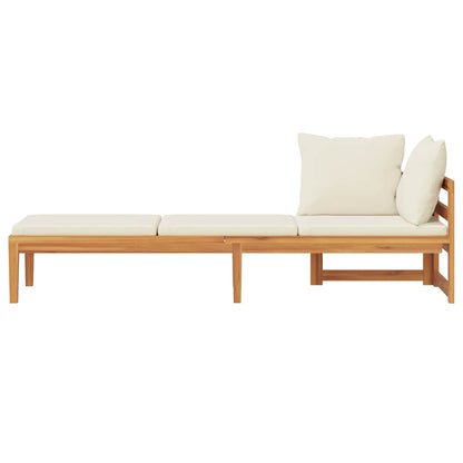 Sedia lunga con 1 bracciolo bianco transat acacia crema