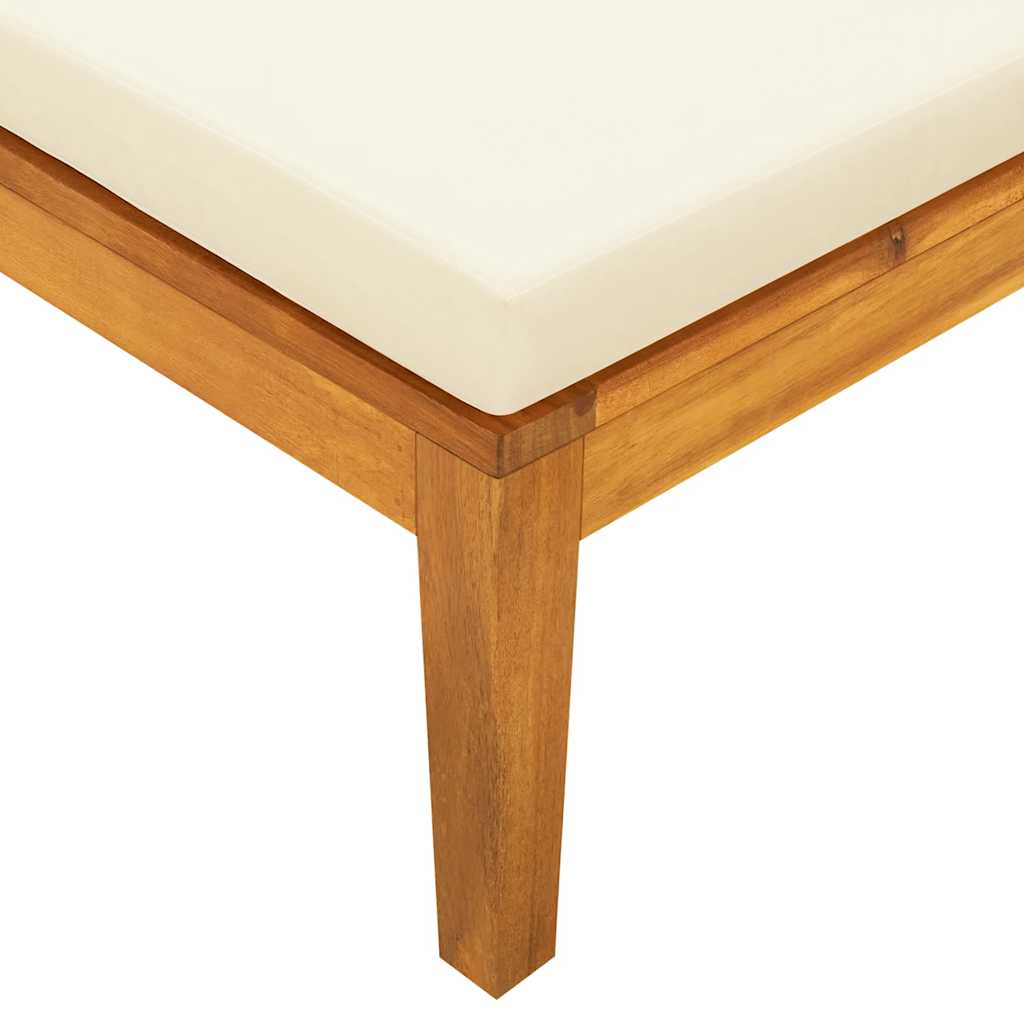 Sedia lunga con 1 bracciolo bianco transat acacia crema
