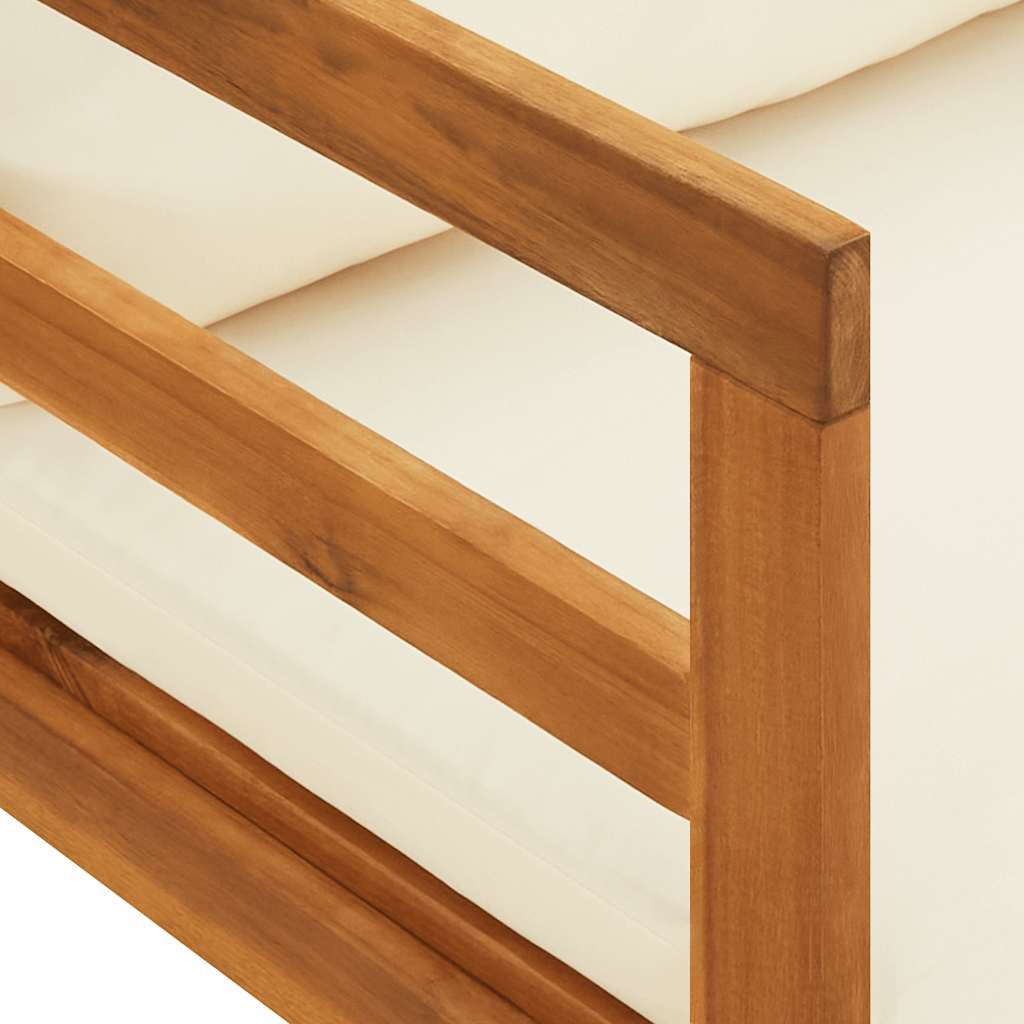 Sedia lunga con 1 bracciolo bianco transat acacia crema