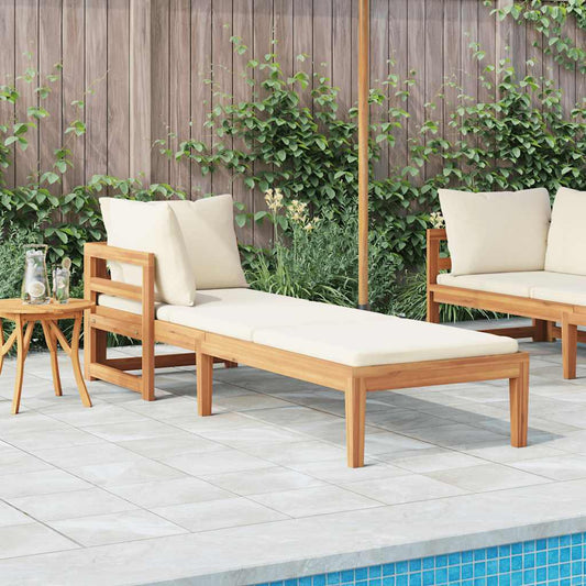 Sedia lunga con 1 bracciolo bianco transat acacia crema