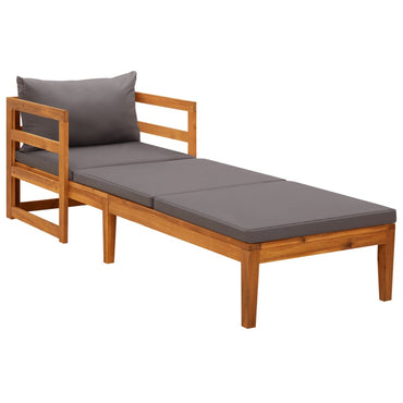 Silla larga con cojines de gris oscuro acacia madera