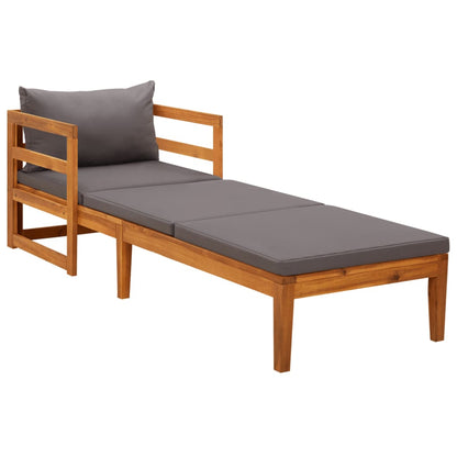 Silla larga con cojines de gris oscuro acacia madera