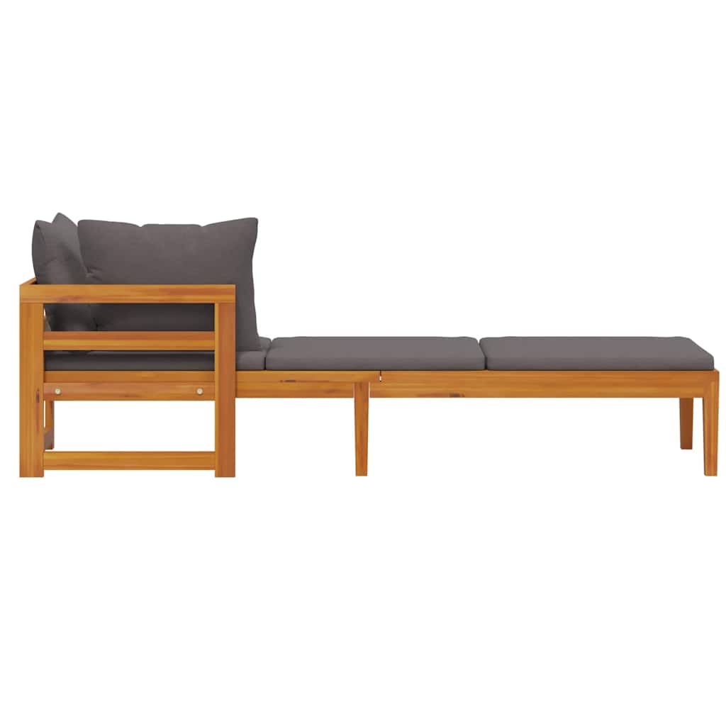 Silla larga con 1 madera de acacia de la tapa de la tapa de la tapa gris oscuro