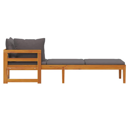 Silla larga con 1 madera de acacia de la tapa de la tapa de la tapa gris oscuro