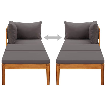 Silla larga con 1 madera de acacia de la tapa de la tapa de la tapa gris oscuro
