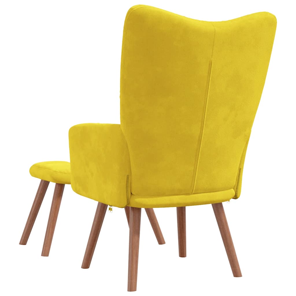 Chaise de relaxation avec repose-pied Jaune moutarde Velours